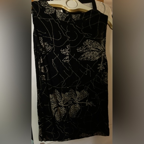New Vikki Bi Top Black Beige Floral Pattern Sleeveless size OX made in USA - Picture 2 of 16